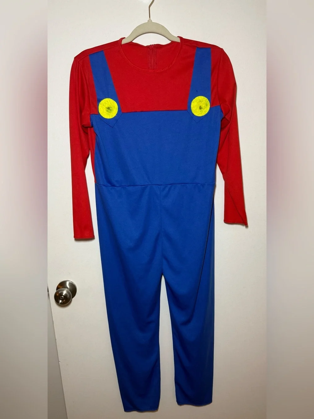 Super Mario Inspired Red Blue One Piece Kids Costume Stretch Jumpsuit Size XL
